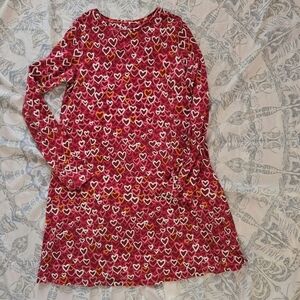 LANDS' END Long-sleeved Hearts Dress Cotton/Spandex Youth Large 14
